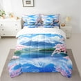 thumbnail image 2 of Homewish Cherry Blossom 7-Piece Bedding Comforter Set,Japanese Fuji Mountain King Bedding Sets,Pink Sakura Bed Sheets For Men Women,Ultra Soft Home Decor Reversible, 2 of 8
