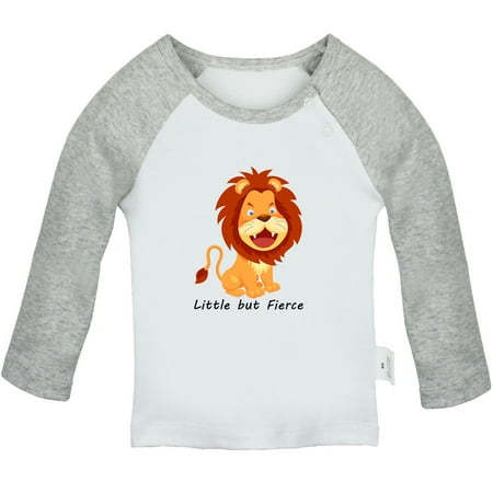 

iDzn Little But Fierce Funny T shirt For Baby Newborn Babies T-shirts Infant Animal Lion Tops 0-24M Kids Graphic Tees Clothing (Long Gray Raglan T-shirt 6-12 Months)