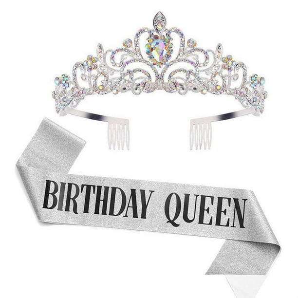 Crown Tiara Birthday Sash Tiaras and Crowns for Women Happy Birthday