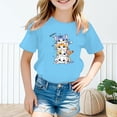 thumbnail image 2 of Shirts Girls Kid Leisure Graphic Round Neck Short Sleeved Fashion Summer Top Girls' Tops, Tees Blue 9 Years-10 Years, 2 of 5