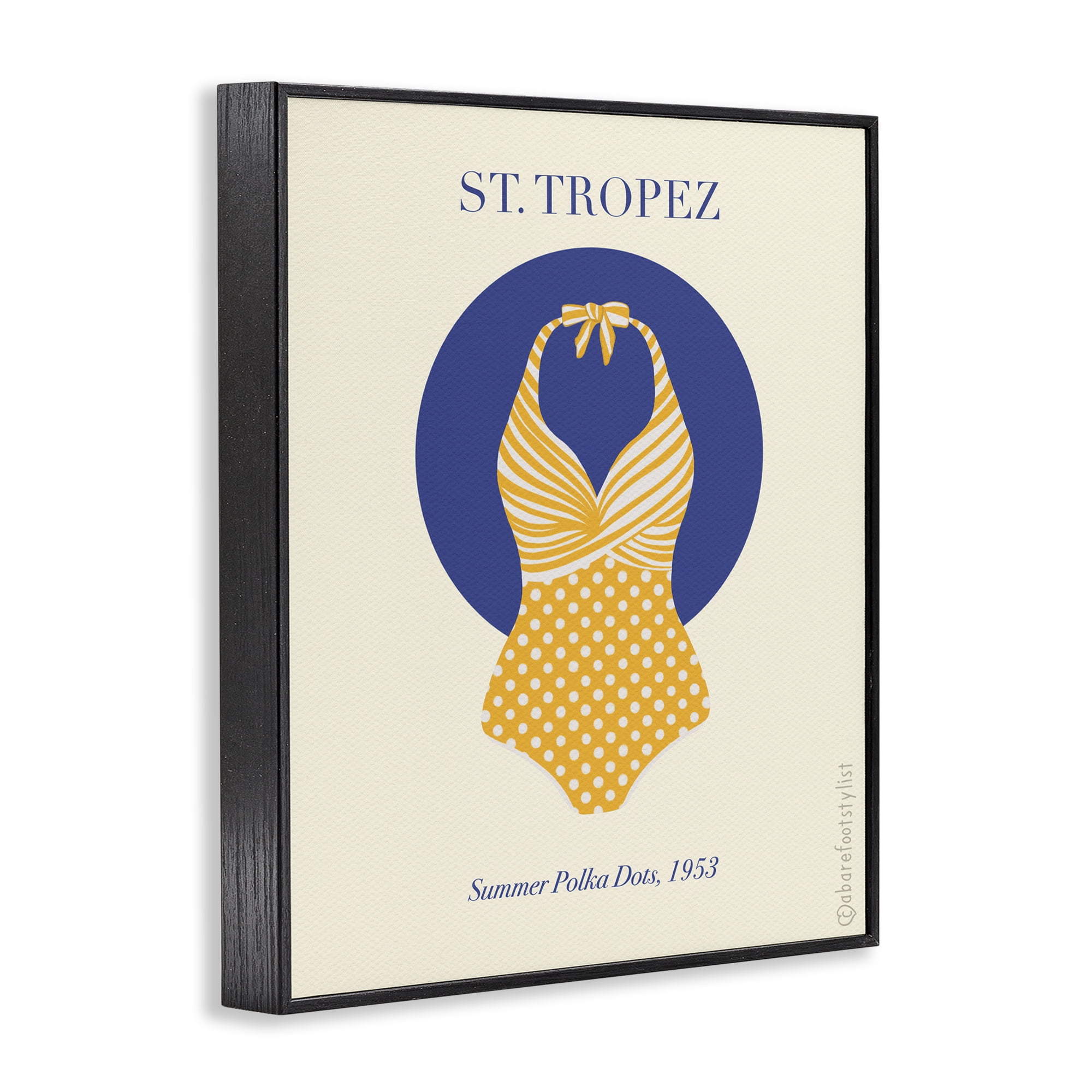 Stupell Industries St. Tropez Dotted Swimsuit Black Framed Giclee Art, design by A Barefoot Stylist