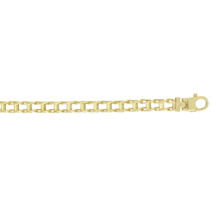 14k Yellow Gold 5mm Shiny Rail Road Style Fan cy Link Bracelet with Lobster Clasp