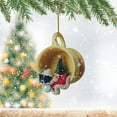 thumbnail image 2 of Beagle in Teacup Christmas Ornament with Santa Hat and Mini Tree, Festive Hanging Decor for Dog Lovers and Holiday Season Decorations - D, 2 of 9