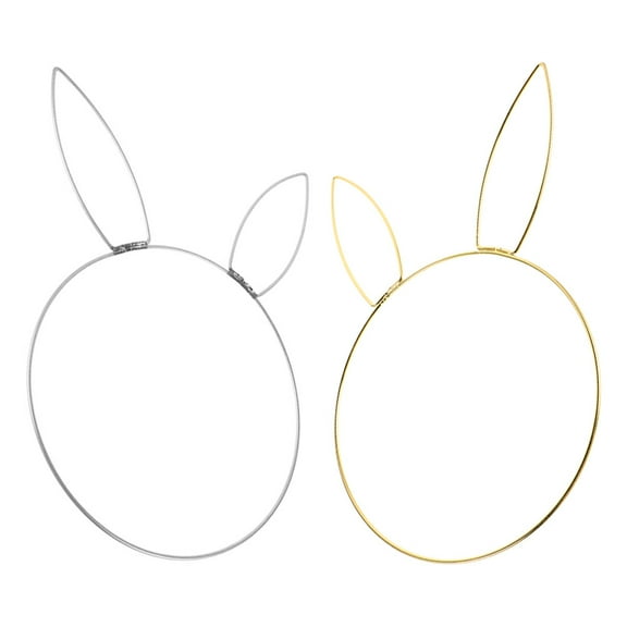 Worgeous 2pcs Bunny Head Wreath Frame Rabbit Metal Circle For Diy Crafting Ring For Wall Door Window Bookshelf Garden Decor Spring Easter Wreath