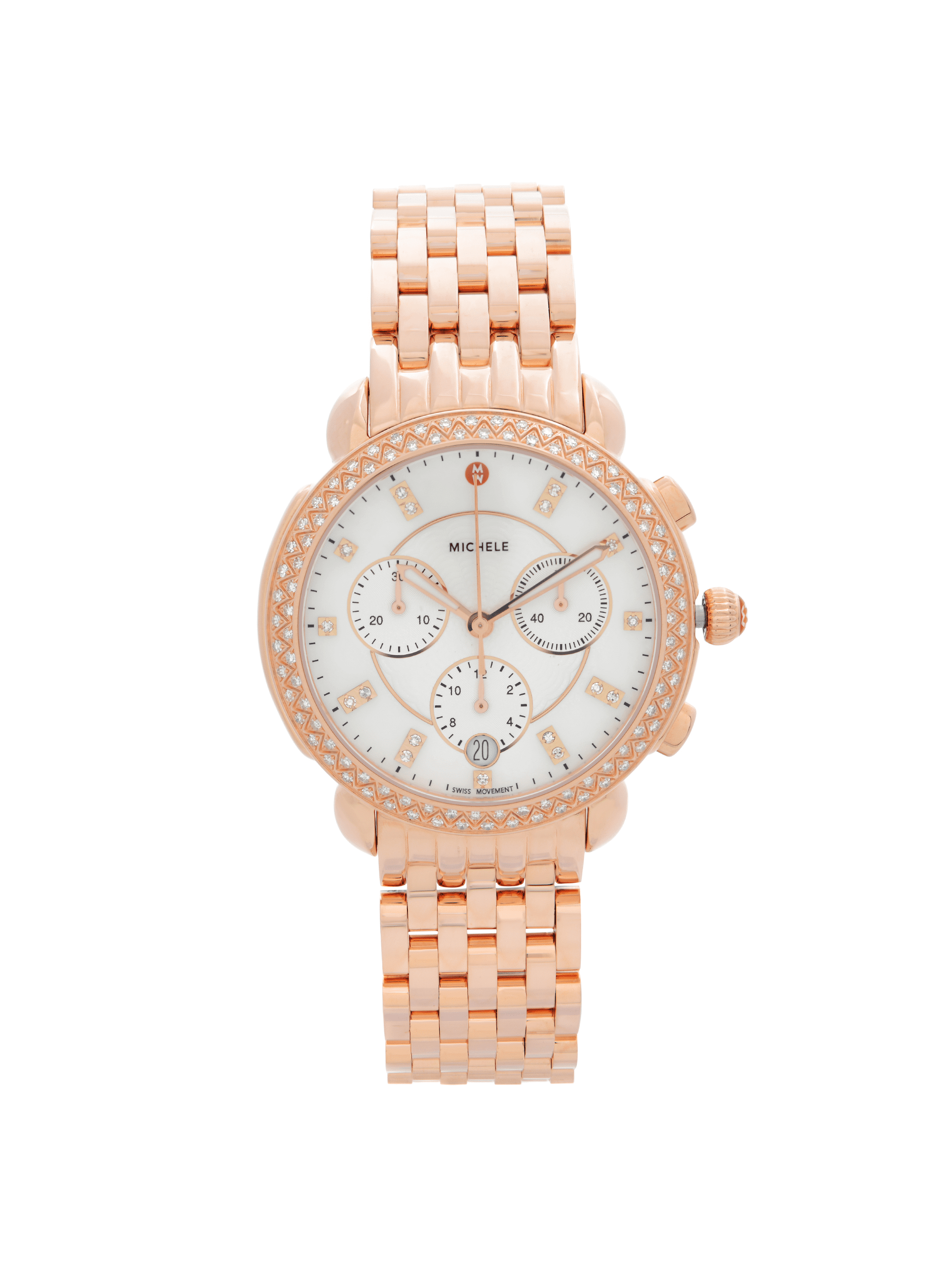 Pink rose gold michele watch Michele Cape Rose Gold Tone Pink Women main image 4