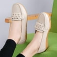thumbnail image 5 of Xfvqtps Loafers for Women Micro Wedge Low Heel Slip on Bow Decor Close Toe Soft Sole Comfortable Non Slip Walking Casual Shoes Beige, 5 of 6