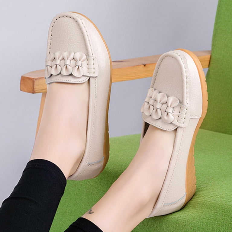 Xfvqtps Loafers for Women Micro Wedge Low Heel Slip on Bow  display picture 1