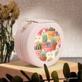 thumbnail image 6 of Yiaed Succulent And Cactus Print Travel Jewelry Case Bridesmaid Gift Boxes Jewelry Travel Organizer Small Round Jewelry Box Mini Storage-Pink, 6 of 7