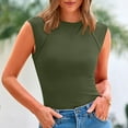thumbnail image 6 of Jjayotai Women's Ribbed Tank Tops, 2025 Summer Cap Sleeve Slim Fitted Knit Basic Casual Tee Shirts, Trendy Fashion Clothes, Tank Top for Women Army Green^ M, 6 of 8