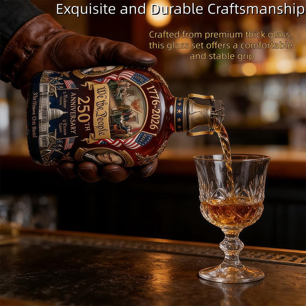 250th Anniversary Whiskey Bottle, We The People 250th Anniversarys Personal Reserve Bottles, Independence Day Patriotic Gift for Liquor Scotch Bourbon or Wine