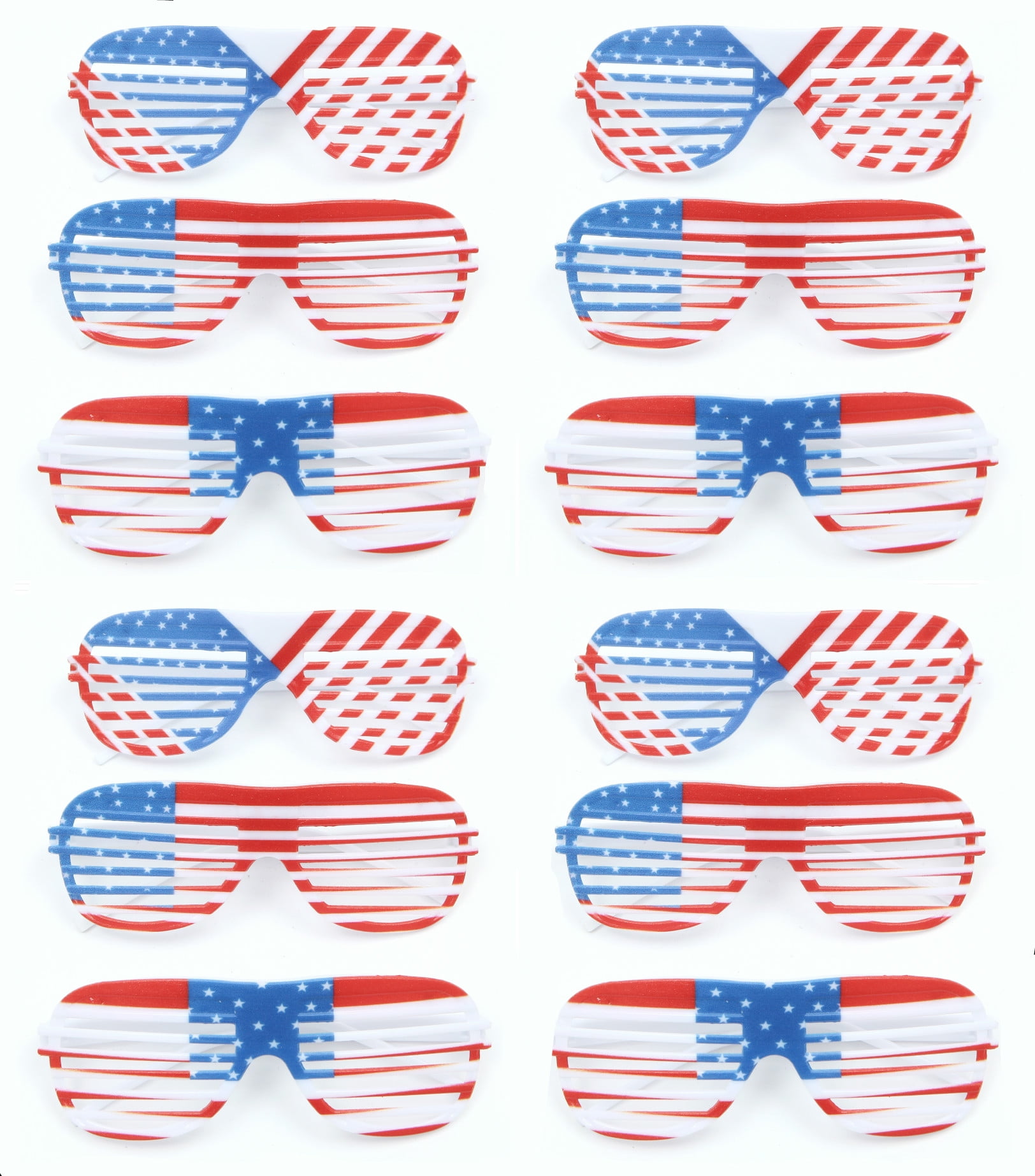 Details about   4th of July American Flag Patriotic Décor Shutter Shades Glasses 24 Pack 