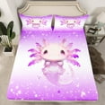 thumbnail image 2 of Manfei Cute Purple Axolotl Bed Sheets, Kawaii Glitter Stars King Sheets, Teens Boys Girls Kids Sheet Set, Breathable Home Decor, 4-Piece, 2 of 7