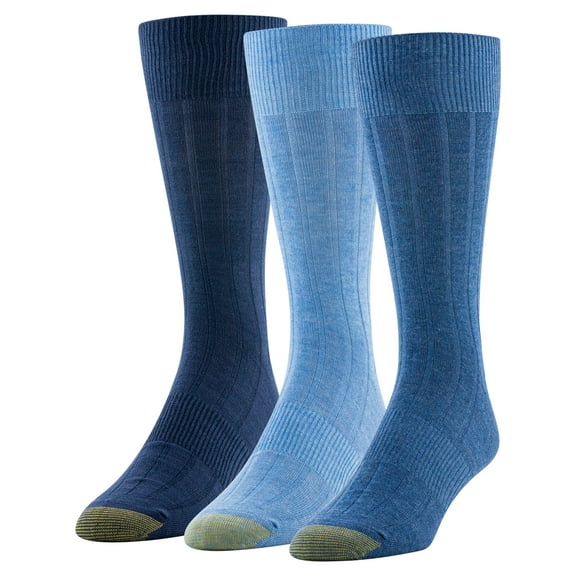 GOLDTOE Edition Mens Dress Rib Crew Socks, 3-Pack