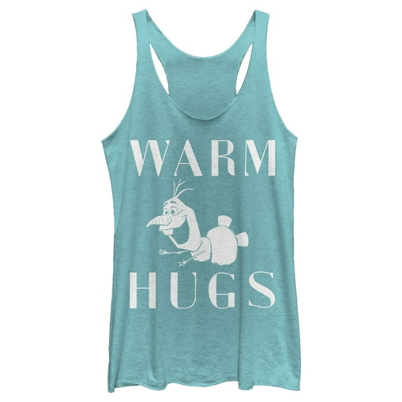 Women's Frozen 2 Olaf Warm Hugs  Racerback Tank Top Tahiti Blue X Small