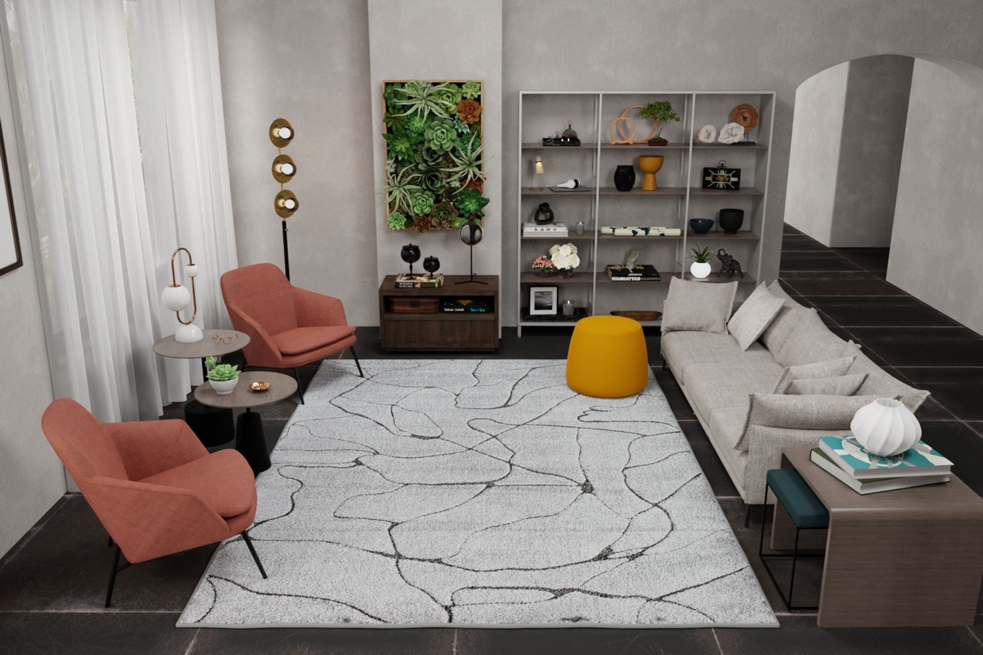 Rugs America Chanai CN20B Contemporary Geometric 5'x7'6" Area Rug