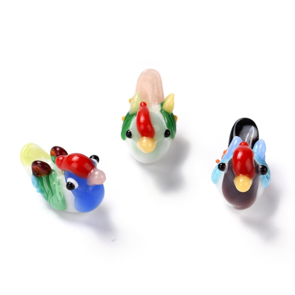Handmade Lampwork Beads Strands Bird Colorful 17~19x23~28x10~12mm Hole: 1.5~2mm about 30pcs/strand 13.78 inch(35cm)