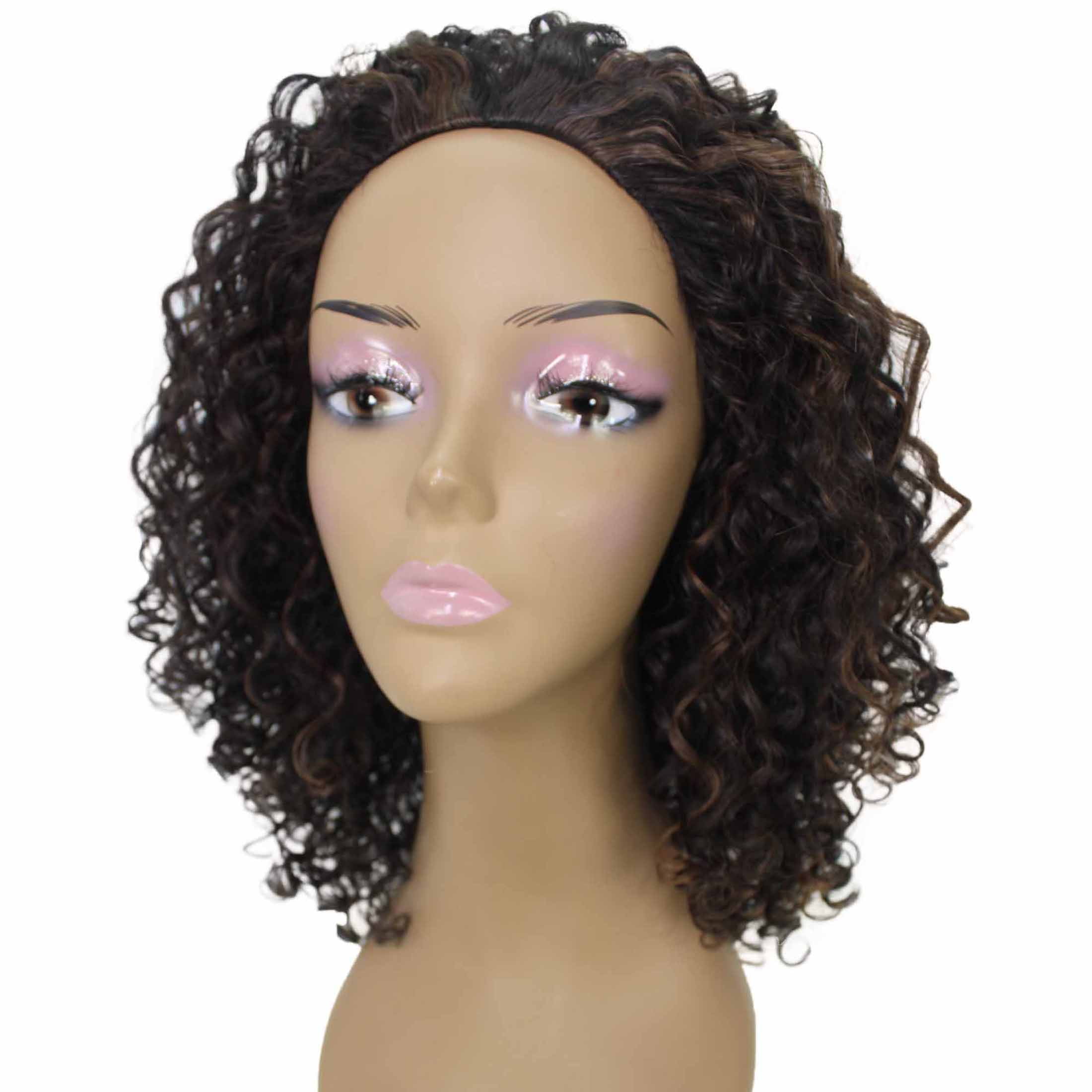 LUXLUXE Tatiana Curly Body Waves 15 in Long Half Wig Half Cap Wig, Mix Human Hair and Synthetic Fibers,