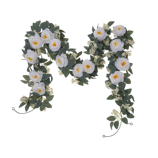 Christmas Party Decorations Tinsel Garland 68.9 in Long With Artificial Rose Vines For Holiday Home Decor