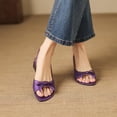 thumbnail image 4 of SACFOF Women Chunky Block Mid Heel Square Toe Sandals Ankle Strap Slingback Bow-knot Party Cute 1.5 Inches Heels, 4 of 6