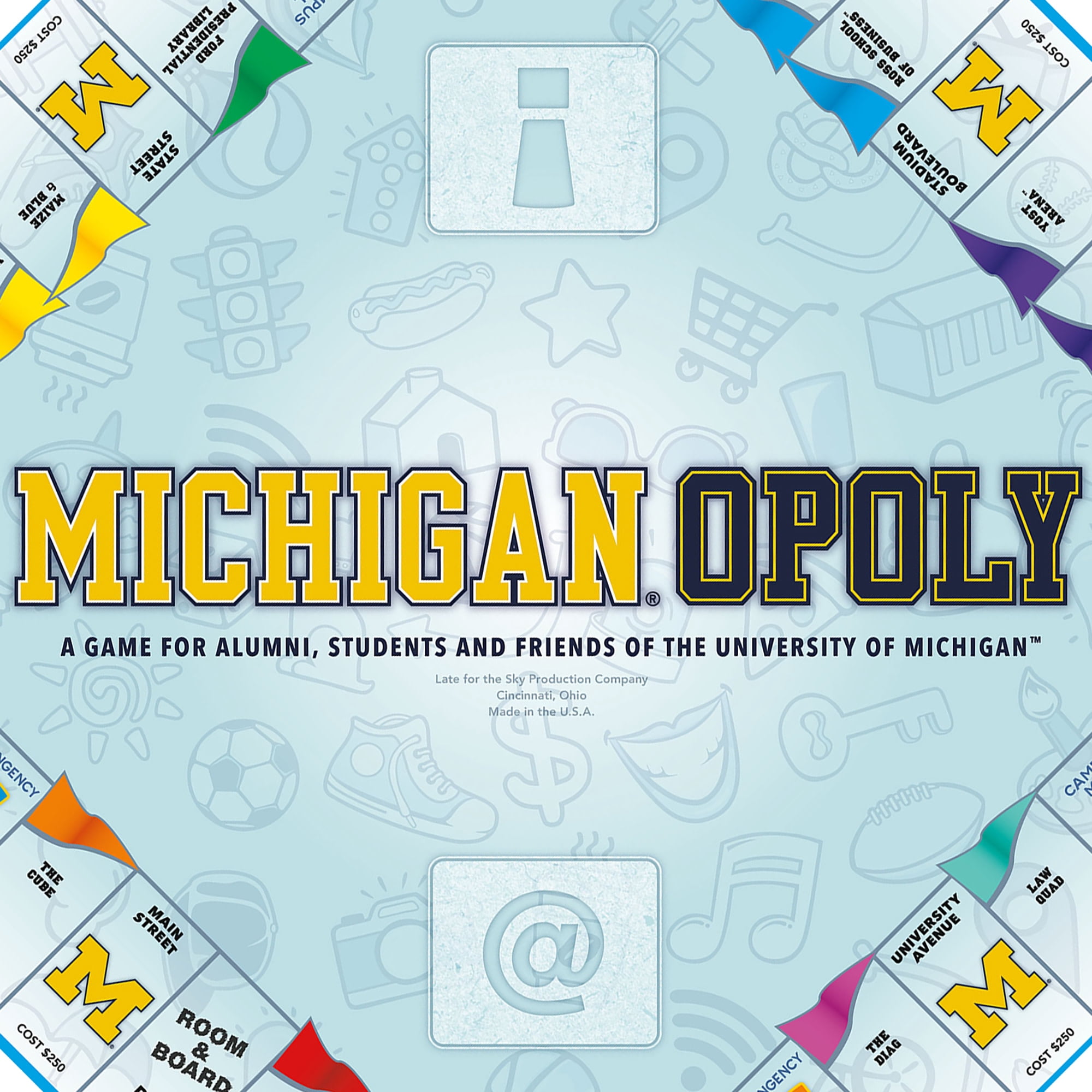 Late For The Sky: Michigan-Opoly - University of Michigan Themed Family Board Game, Opoly-Style, Traditional Play Or 1 Hr Version, Age 8+, 2-5 Players