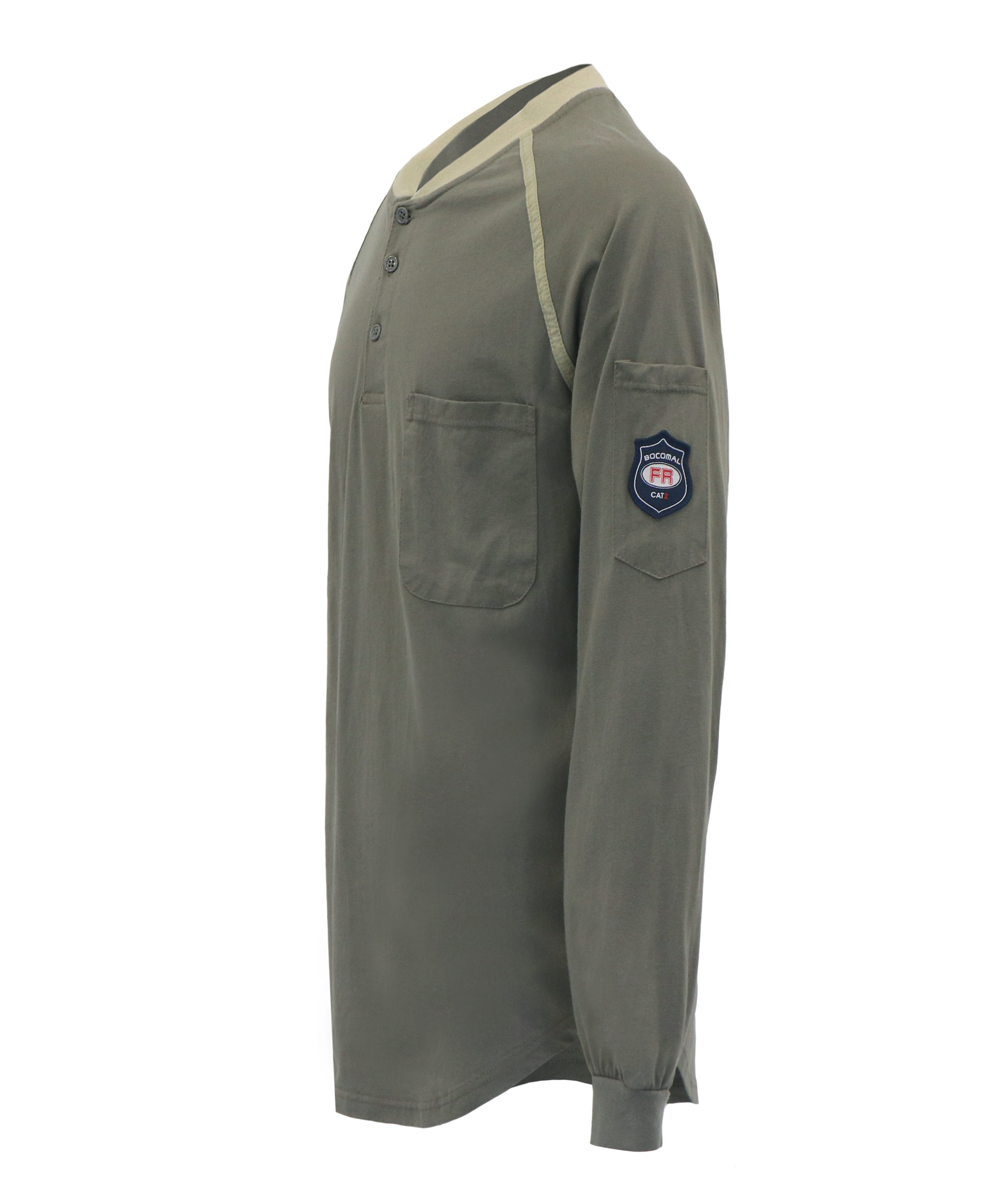 Camiseta FR Henley Masculina - Proteção Contra Chamas E Conforto No Trabalho