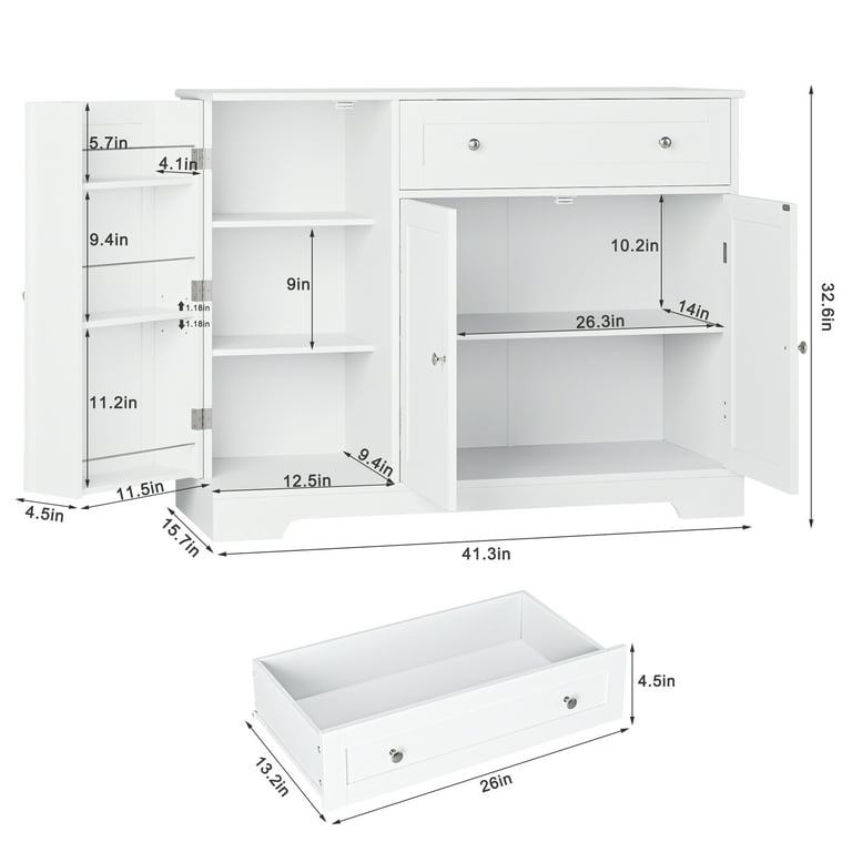 Function Home 41 Kitchen Storage Cabinet, Pantry Cabinet with Doors and  Adjustable Shelves for Kitchen, Living Room and Dinning Room in White