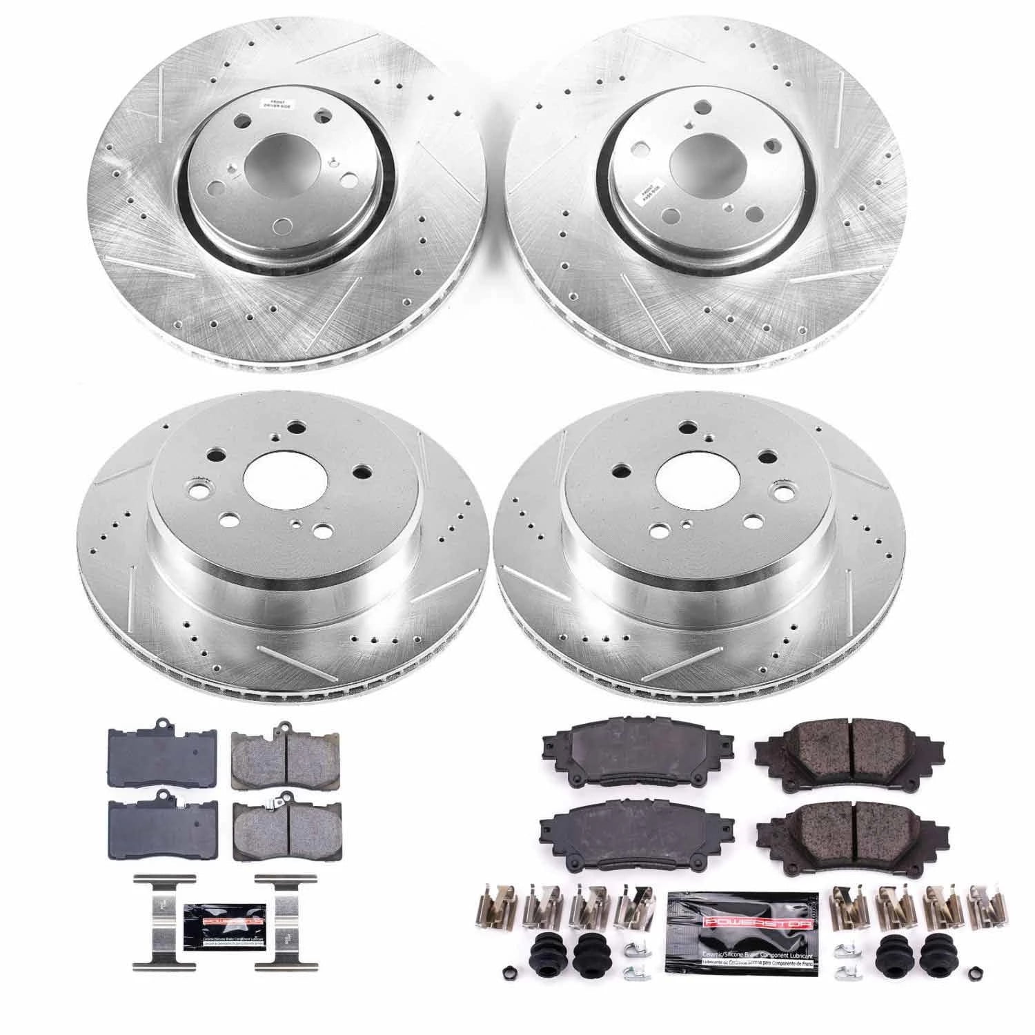 PowerStop Front and Rear Z23 Evolution Sport Carbon-Fiber Ceramic Brake Pad and Drilled & Slotted Rotor Kit Fits: LEXUS Select Models K6929