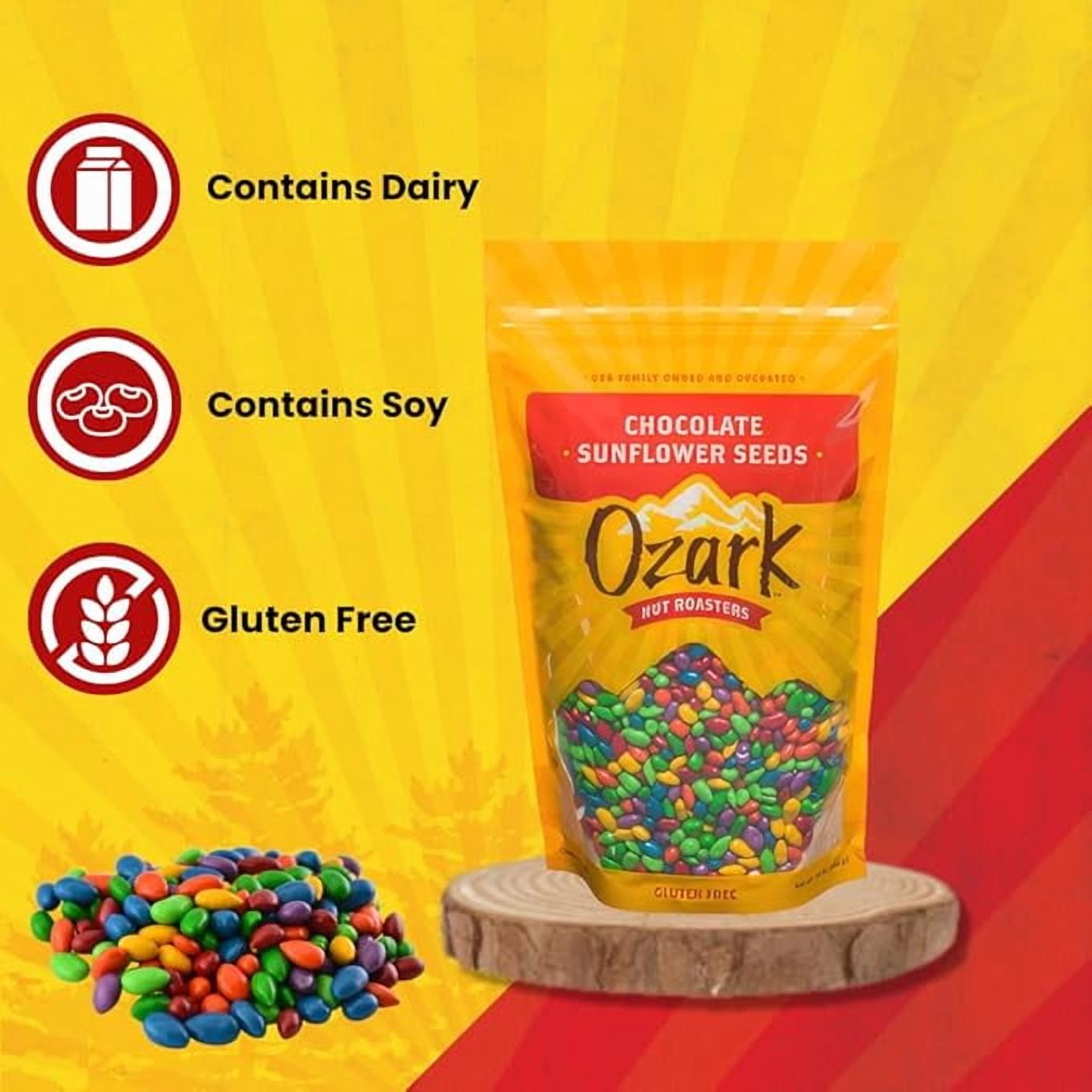 OZARK NUT ROASTERS: Chocolate Sunflower Seeds, Chocolate-Covered Snacks, World-Class Gourmet Candied Sunflower Seeds, Resealable Pack (16 oz)