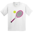 thumbnail image 3 of Inktastic Pink Tennis Racket and Ball Youth T-Shirt, 3 of 5