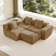 thumbnail image 3 of Newest Streamline Velvet Modular Sofa with French Piping & No Assembly for Living Room & Studio,Brown, 3 of 12