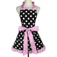 thumbnail image 1 of Cute Apron Retro Black Polka Dot Retro Ruffle Side Vintage Cooking Aprons, 1 of 4