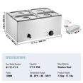 thumbnail image 6 of KFFKFF 4-Pan Food Heating Station, 15.9QT Electric Buffet Server, 1200W Countertop Stainless Steel Warmer with Temperature Range of 86-185°F for Professional Catering Services, Silver, 6 of 9