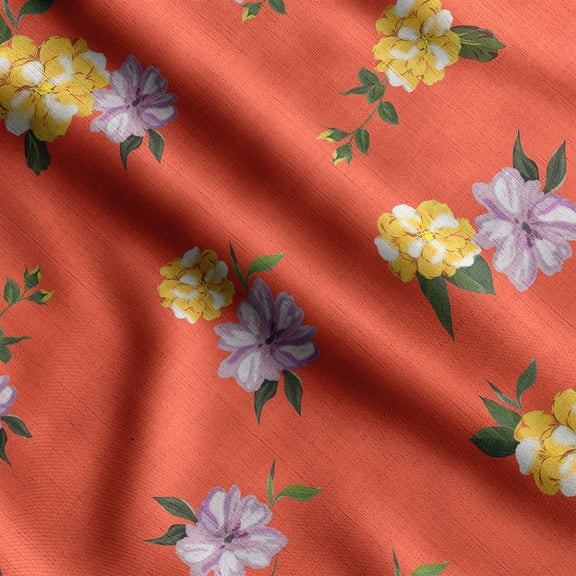 Soimoi Floral Print,Cotton Cambric, Quilting Fabric Sold by The Yard 42 Inch Wide, Medium Weight Cotton Fabric, SewingSupplies,Pink Salmon