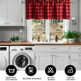 thumbnail image 6 of Hiasan Black and Red Buffalo Plaid Kitchen Valance Curtains, - Semi Sheer Rod Pocket Checkerd Cafe Valance for Farmhouse Window, 52" x 18", 1P, 6 of 8