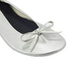 Foldable Ballet Flats for Women, Ballerina Shoes with Bag, Silver, Size 8.5-9.5