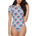 thumbnail image 1 of Fotbe Donut with the USA Fag Body de Mujer con Cuello Redondo y Mangas Cortas, Sin Mangas Ajustado, Suave, Cómodo y Básico-Small, 1 of 7