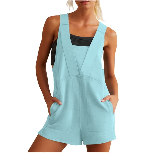 Trajes Casuales para las Mujeres de Verano sin Mangas Romper Corto, Ligero Poliéster Transpirable, Moda Deportivo Desgaste Casual, Rompers Cortos de las Mujeres para el Verano