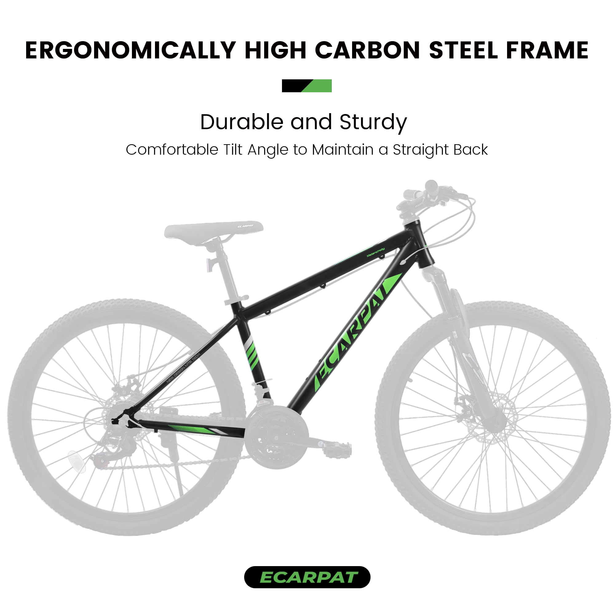 POVANLI  27.5 inch Mountain Bike for Men and Women, 21 Speed Road Bicycle with Dual Disc Brakes & Suspension, High Carbon Steel Frame Front Fork Bicycles, Gray(Gift)