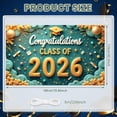 thumbnail image 2 of Gold Theme Graduation Banner Teal Background Congratulation Backdrop Graduation Cap Design Diploma Decoration Grad Event Display for Graduation Ceremony Class of 2026 Party Graduation Photo Shoot, 2 of 8
