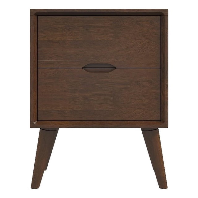 Edie Table de Chevet Moderne Mi-Siècle en Noyer avec 2 Tiroirs