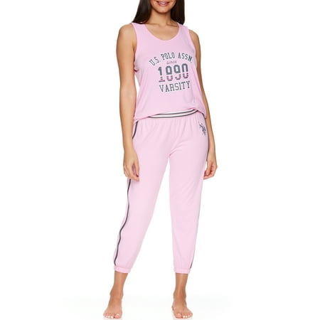 U.S. Polo Assn. Women's and Women's Plus Tank Top and Capri Jogger Logo Sleepwear Set, 2pc.