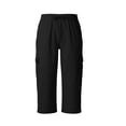 thumbnail image 4 of Oiangi Men's 3/4 Cargo Capris Elastic Waist Drawstring Hike Pants Baggy Open Bottom Summer Capri Pants with Multi-Pocket Black 2XL, 4 of 9