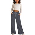 thumbnail image 2 of Boys Pants Size 6 Girl's Baggy Straight Wide Leg Sweatpants Elastic Waisted Jogger Trackpants with Pockets Preppy Hip Hop Dance Trousers 5-14Y, 2 of 4