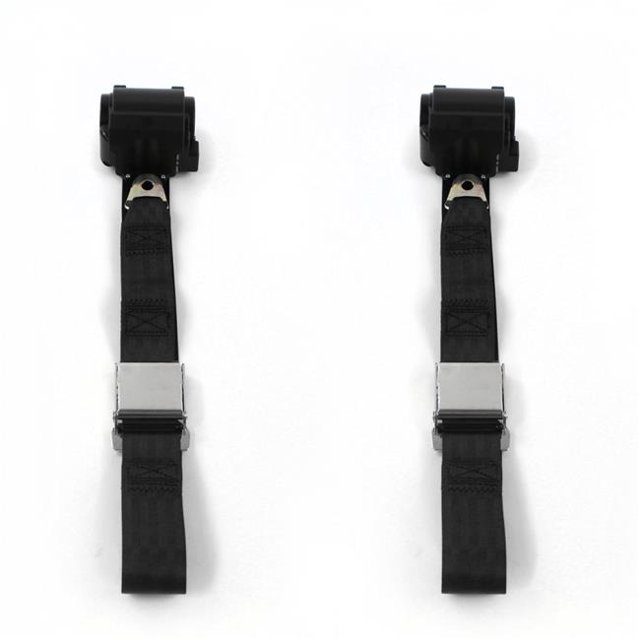 Ford Bronco 1980-1996 Airplane 2 Point Black Retractable Bucket Seat Belt Kit - 2 Belts