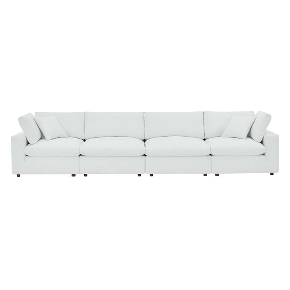 Modway Commix Down Filled Overstuffed Vegan Leather 4-Seater Sofa in White
