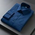 thumbnail image 2 of Mens Casual Button Down Shirts Solid Color Shirt Long Sleeve Business Non Ironing Shirt Overalls Streetwear, 2 of 4