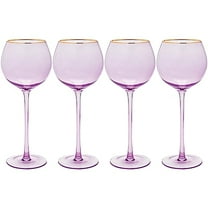 Vikko Wine Glasses, 17 Ounce Lilac Wine Glass with Gold Rim, Set of 4 Stemmed Wine Glasses for Red and White Wine, Colored Wine Glasses, Glasses for Wine