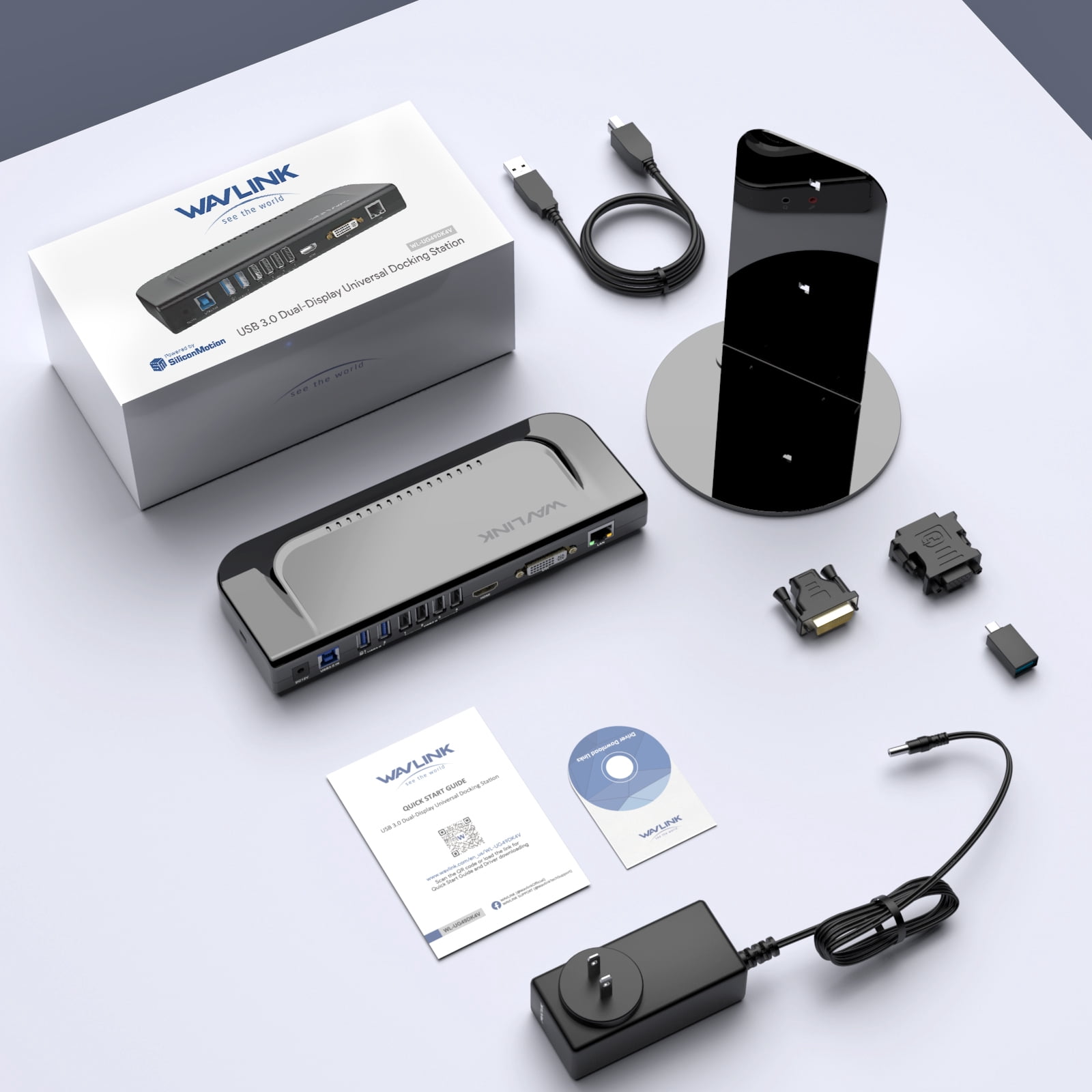 Wavlink USB 3.0 Universal Laptop Docking Station, Compatible with MacBook Neo 13-in-1 USB-C Hub Dual Monitor for Mac, Windows, Thunderbolt 3&4, USB4,  HDMI and DVI/VGA/HDMI, Gigabit Ethernet