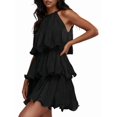 thumbnail image 3 of Womens Sleeveless Chiffon Dress with Ruffle Hem Elegant Evening Gown Party Maxi Dress Black XXL, 3 of 7