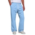 thumbnail image 3 of Sorvello Men's Loose Straight Sweatpants Elastic Waist Drawstring Two Pockets Polyester Casual Daily Pants Light Blue XXL, 3 of 8